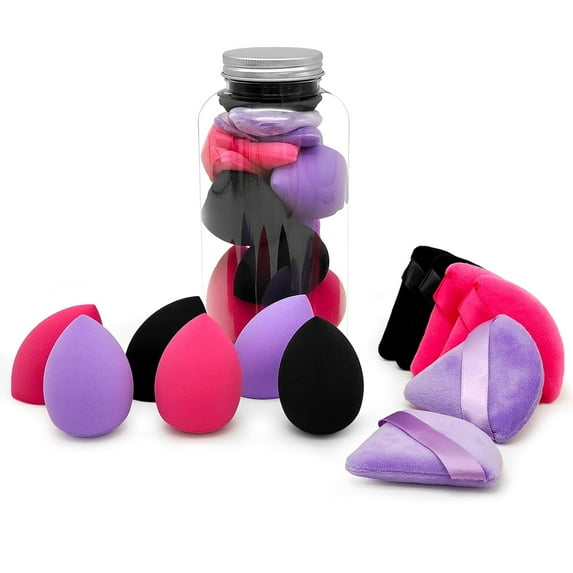 6+6 Professional Makeup Sponge Set,2.76 inch Portable Soft Sponge Setting Face Puffs,Multicolor Makeup Blending Sponge Cosmetic Applicator for Loose Powder,Liquid,Facial Makeup Tools（Pink)