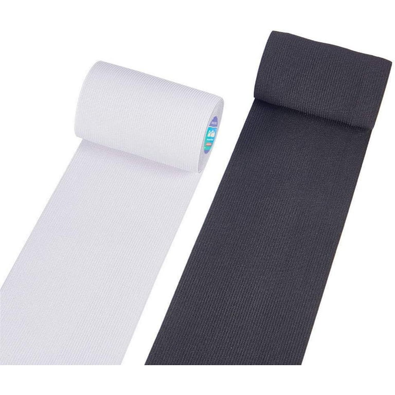 6.6 Yards 4-Inch Wide White Black Heavy Stretch High Elasticity Knit  Elastic Band