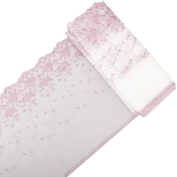 6.6 Yards Wide Purple Lace Trim Polyester Vintage 10.24 Inch Embroidery Flower Floral Pattern Home Decoration Sewing Fabric Ribbon DIY