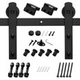 6.6 ft./79 in. Black Sliding Barn Door Track and Hardware Kit with I