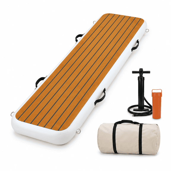 6.6 ft Inflatable Boat Gangway, Non-Slip EVA Floating Boarding Ramp with Reinforced PVC, 500 lb Capacity, Includes Pump and Carry Bag for Boats, Yachts and Docks