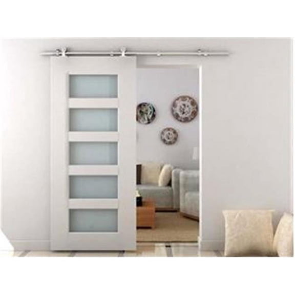 6.6 ft. Modern Interior Sliding Barn Door Kit Hardware Set - Stainless Steel Tube