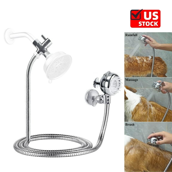 6.6 ft Pet Shower Set with Hose for Bathroom Shower Arm (Suction Holder)