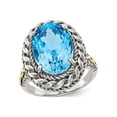 thumbnail image 1 of 6.60 Carat (Ctw) Blue Topaz Ring in Antiqued Sterling Silver with 14K Gold Accent Hearts, 1 of 5