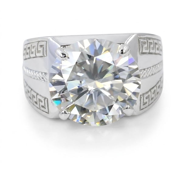 6.65 Ct Certified Round Cut White Solitaire Moissanite Ring In Gold Vermeil Gold Vermeil Size 6 US
