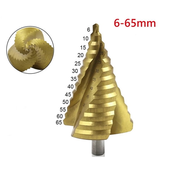 6-65Mm Large Coated Step Drill Hss Spiral Groove Hole Cutter For Metal Wood Pvc