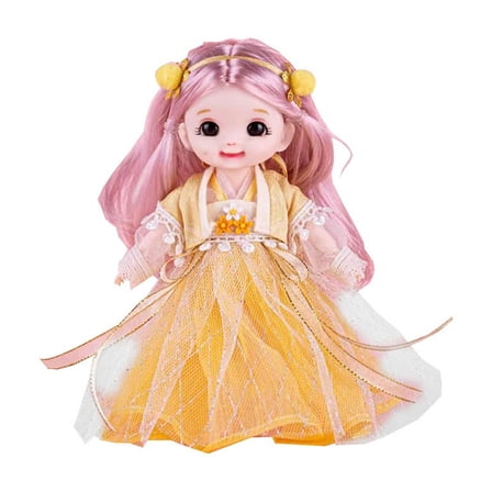 6.69 Inch Oriental Silk Dress Doll with Movable Joints Ancient Chinese Hanfu Princess Collectible for 4+ Years
