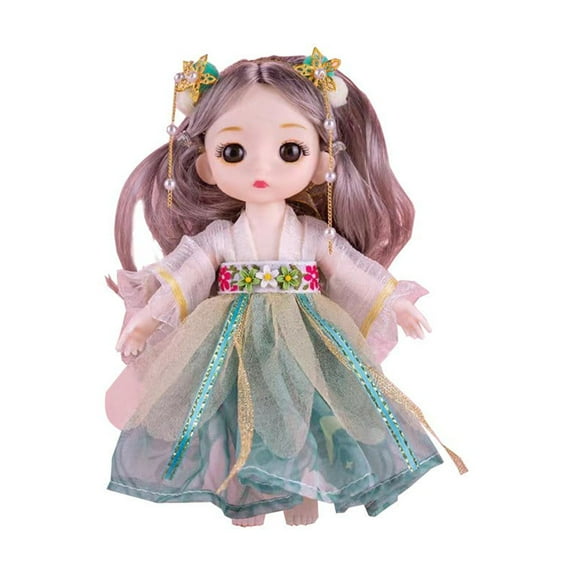 6.69 Inch Oriental Silk Dress Doll with Movable Joints Ancient Chinese Hanfu Princess Collectible for 4+ Years