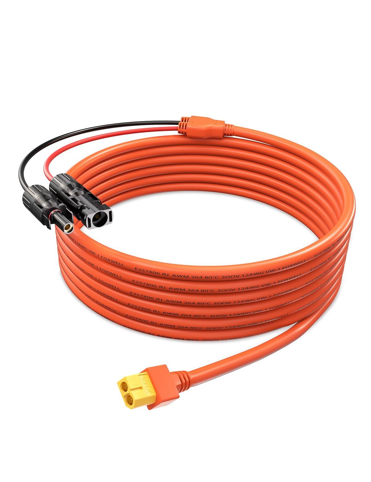 6.6FT/10FT 12AWG Solar to XT60 Solar Charge Extension Cable,Weatherproof Solar Panel Adapter Wire Compatible with EcoFlow DELTA/RIVER Series,Jackery, Bluetti, Anker Portable Power Station,Solar