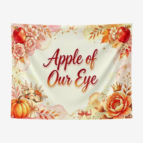6*6FT Apple of Our Eye Baby Shower Decorations Backdrop Fall Apple Autumn Floral Princess Baby Shower Party Photo Studio Booth Photography Background ound Banner