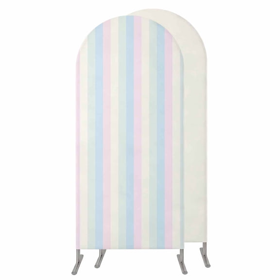 6.6FT Arch Backdrop Covers, Colorful Striped Wedding Arch Cover Stretchy, Rainbow Color Stripes Chiara Arches Backdrop Stand Covers for Birthday Baby Shower Party Banquet Decor