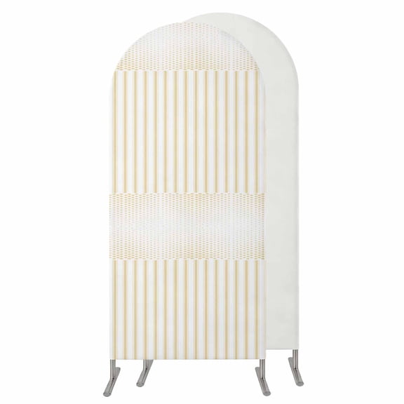 6.6FT Arch Backdrop Covers, Geometric Boho, Wedding Arch Cover Stretchy, Abstract Minimalistic Beige Stripes Polka Dot Chiara Arches Backdrop Stand Covers for Birthday Baby Shower Party Banquet Decor