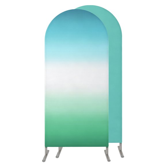 6.6FT Arch Backdrop Covers, Green Turquoise White Wedding Arch Cover Stretchy, Classic Natural Gradient Aesthetic Chiara Arches Backdrop Stand Covers for Birthday Baby Shower Party Banquet Decor