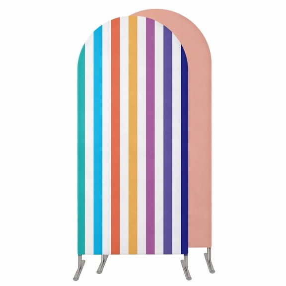 6.6FT Arch Backdrop Covers, Rainbow Stripes, Wedding Arch Cover Stretchy, Gradual Modern Geometric Stripes Chiara Arches Backdrop Stand Covers for Birthday Baby Shower Party Banquet Decor