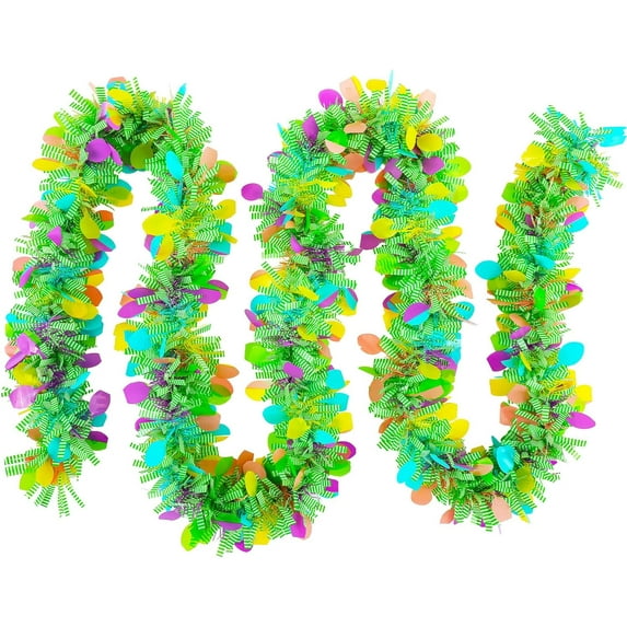 6.6FT Artificial Carnival Easter Tinsel Garland, Metallic Twist Hanging Fireplace Glitter Wreath, Decor for Mardi Gras Easter Party Staircase Railing