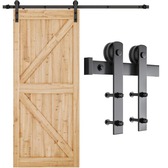 6.6FT Barn Door Hardware kit, Barn Door Track, Sliding Door Hardware kit, Smoothly and Quietly -Heavy Duty Sturdy -Easy to Install, Fit 36"-40" Wide Panel (I Shape Hanger)