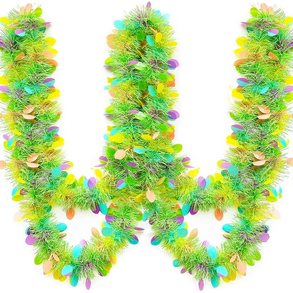 6.6FT Easter Metallic Glitter Garland, Easter Mixed Color Chunky Garland, Metallic Tinsel Glittering Garland Hanging Decorations, for Easter Party Decor
