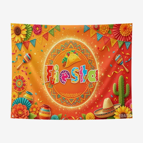 6*6FT Fiesta Backdrop for Party Mexican Themed Background Fiesta Luau Cinco De Mayo Banner Carnival Party Decorations Backdrop