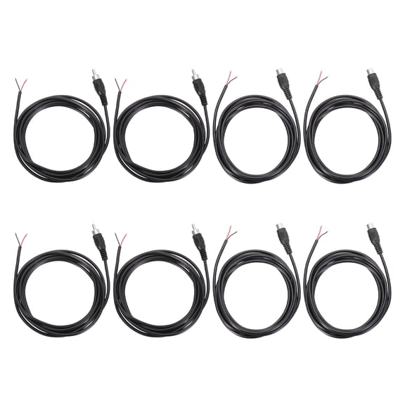 6.6FT RCA to Bare Wire Speaker Cable, 22AWG Replacement Black RCA Male Female Plug to Open End Pigtail Audio Cable Connector Adapter for Amplifier, Home Audio Speakers, Pack of 8