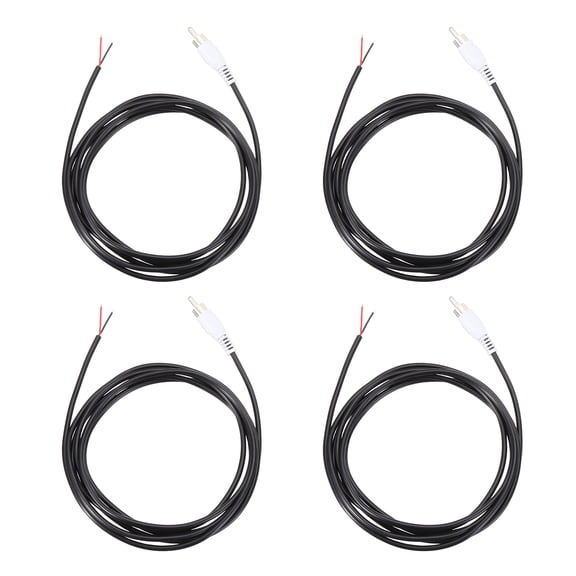 6.6FT RCA to Bare Wire Speaker Cable, 22AWG Replacement White RCA Male Plug to Open End Pigtail Audio Cable Connector Adapter for Amplifier, Home Audio Speakers, Pack of 4