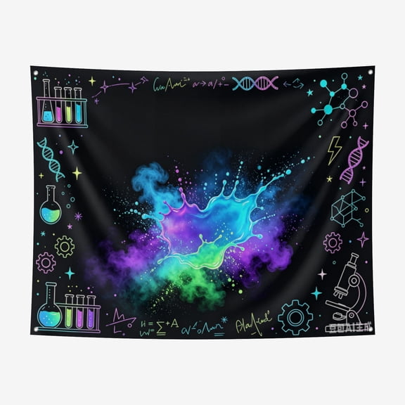 6*6FT Science Party Decorations Photo Studio Background Birthday Party Decor Banner Supplies Mad Science Fun Scientist Subject Black Backdrop School Poster for Photography