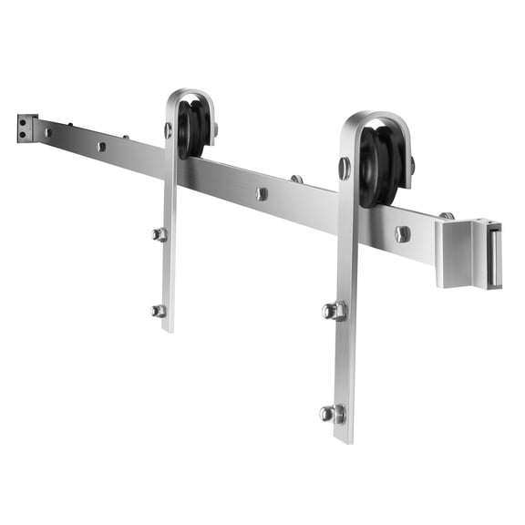6.6FT Sliding Barn Door Hardware Kit, Heavy-Duty Carbon Steel Track System with Brushed Nickel Finish, Smooth Quiet Rollers, Fits 3640 Inch Doors, Easy Installation for Home and Office