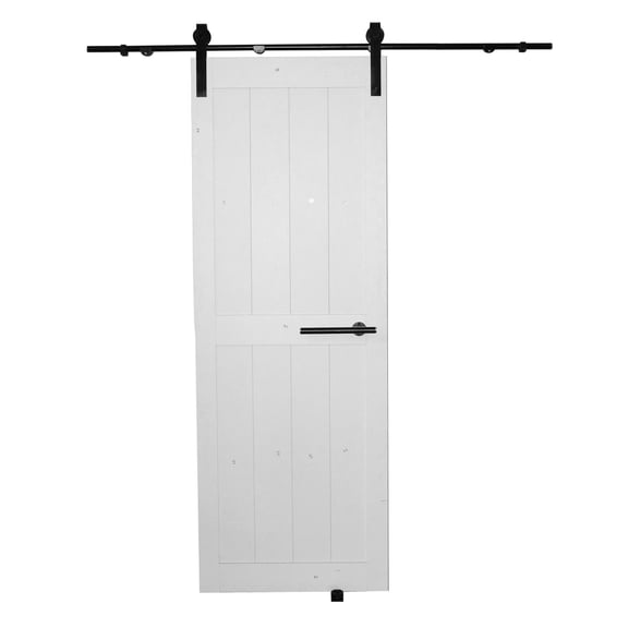6.6FT Sliding Barn Door Hardware Kit Smoothly And Quietly Sliding Barn Door Track With Floor Guide For Home Black