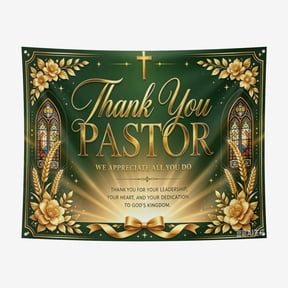 6*6FT Thank You Pastor Backdrop - Gold Floral Religious Photography Background for Pastor Appreciation Day, Church Appreciation Month, Retirement & Anniversary Party Decorations