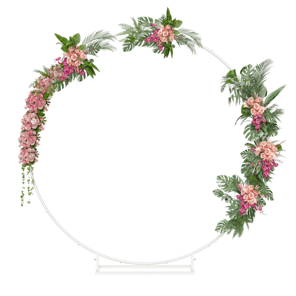 6.6FT Wedding Metal Round Balloon Arch Kit Frame Garland Stand for Wedding Birthday Party Ceremony Anniversary Graduation Photo Background Decoration, White