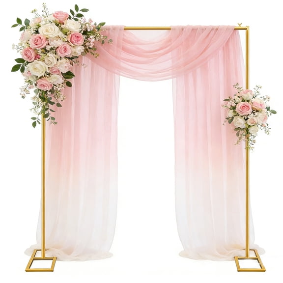 DQQKMM Sturdy 6.6FT Gold Square Arch Stand, Easy-Assembly Wedding Backdrop Frame for Party, Baby Shower & Photo Booth Decor.