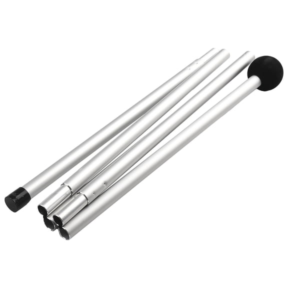 6.6Ft 2M Foldable Aluminum Beach Canopy Pole 5-Section Splicing Tent Shelter Tarp Support Rod with Foam Ball Top Silver 370g-