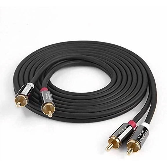 6.6Ft 2Rca Male To 2Rca Stereo Audio Subwoofer Cable For Speaker, Amp, Turntable
