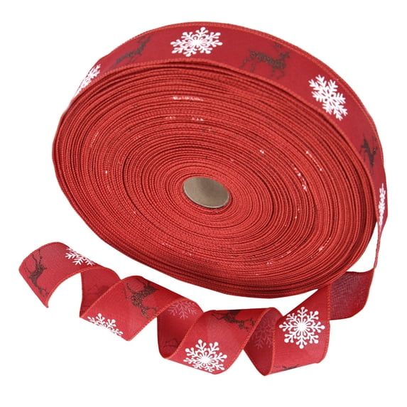 6.6Ft Christmas Wired Ribbon for Wreath Bows Wrapping Gifts, 2in Wide Xmas Deer Craft Ribbon, Decorative Fabric Ribbon for Gift Wrapping, Party Supplies Decoration DIY Crafts, Door Decorations Ribbon