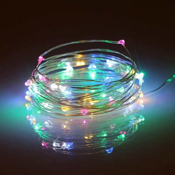 6.6ft 20 LED Copper Wire Fairy String Lights Battery Operated for Indoor Home Bedroom Wedding DIY Party Christmas Festival Decorations (Multi-colored)