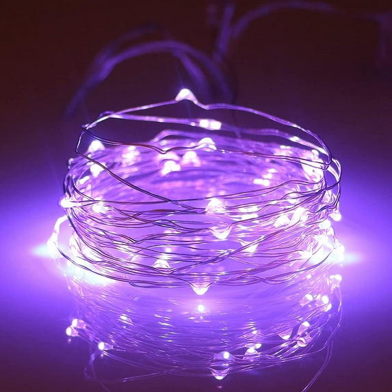 6.6ft 20 LED Copper Wire Fairy String Lights Battery Operated for Indoor Home Bedroom Wedding DIY Party Christmas Festival Decorations (Purple)