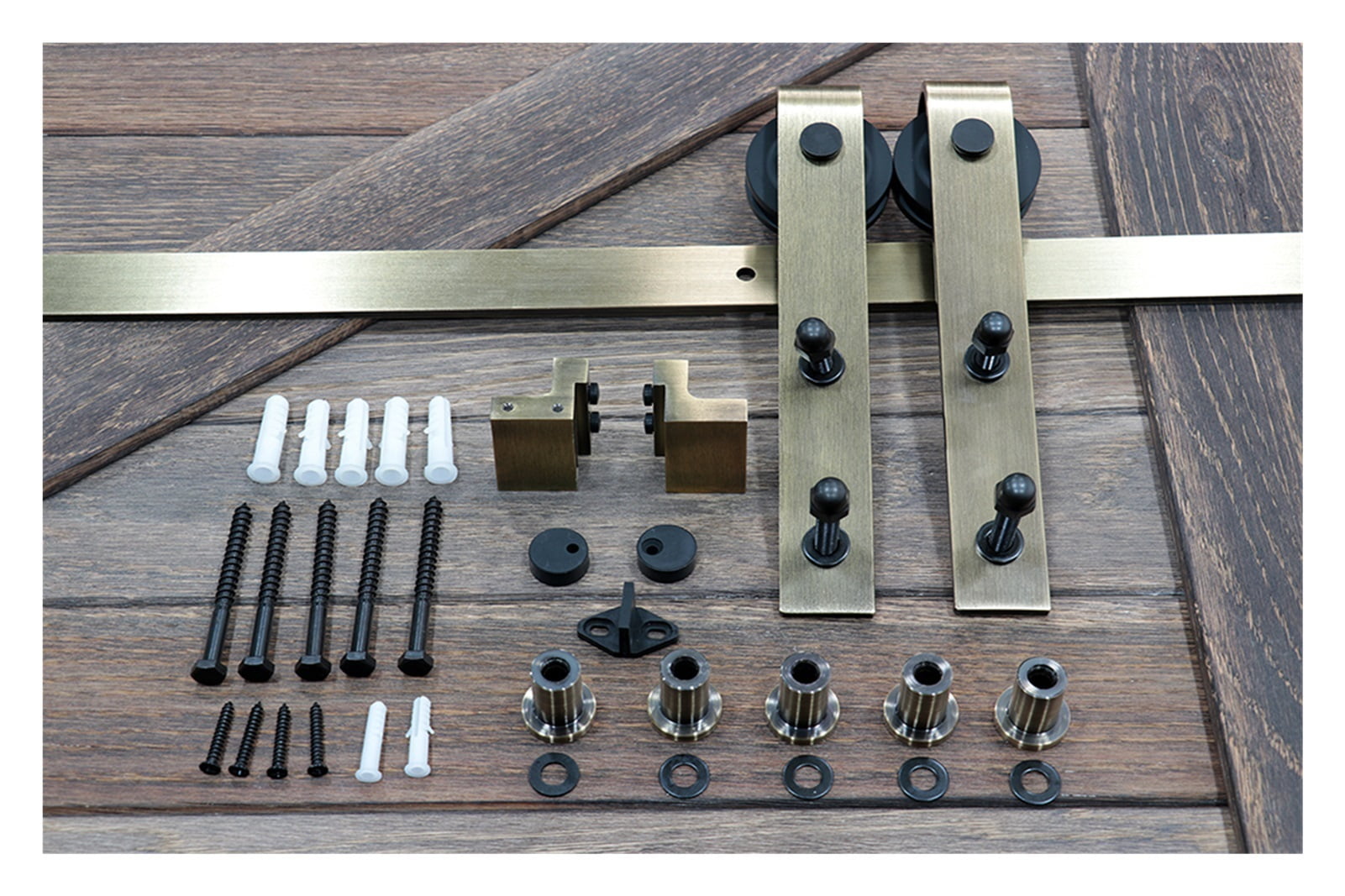 6.6ft Antique Bronze Brass Gold Steel Sliding Barn Door Hardware Kir