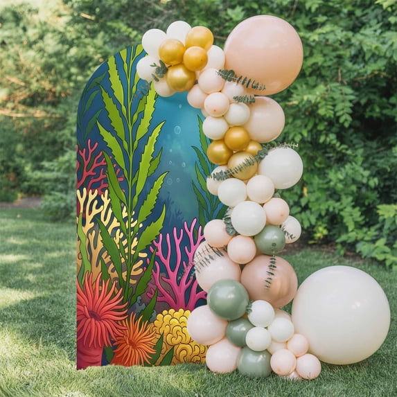 Arch Backdrop Examples 6.6ft Arch Backdrop Cover,Ocean Colorful Coral Seaweed Arch Stand Cover ...