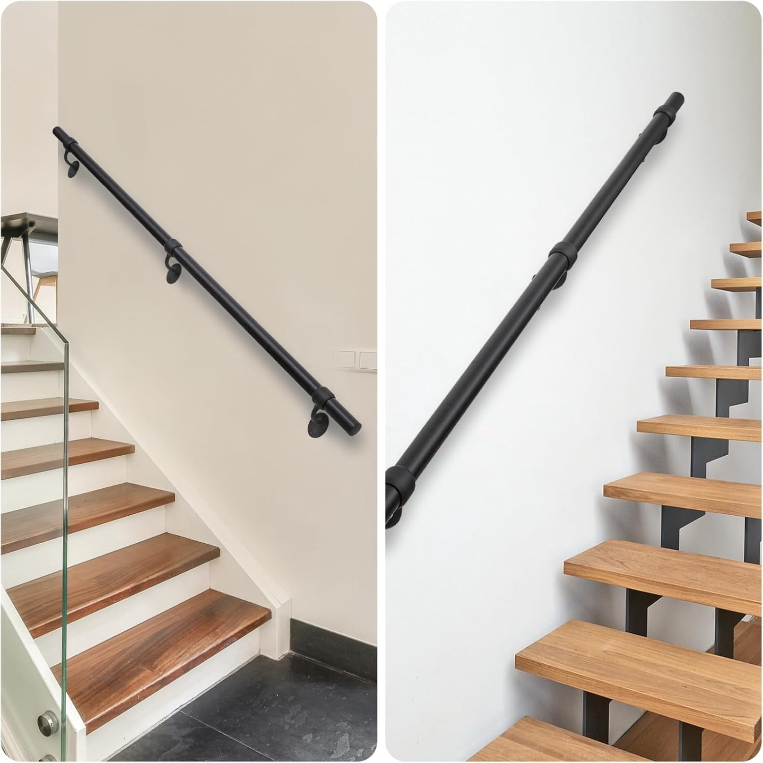 6.6ft Stair Railing Indoor Metal Hand Rails for Indoor Stairs 1.5