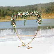 6.6ft x 6.89ft Heart Shaped Gold Metal Arch Rack, Wedding Backdrop Stand for Ceremony Decor   Heavy Duty Carbon Steel Balloon Arch Frame with T-Shaped Bases, Easy Assembly Gold