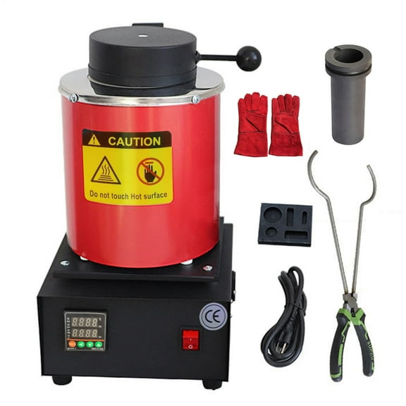 6.6lb Capacity 1500W Gold Smelting Furnace Max 2100°F w/ Graphite Crucible for Silver/Copper Casting
