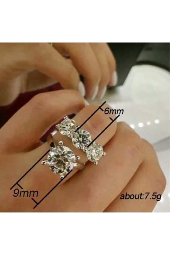 6*6mm/9*9mm Round Cut AAA Cz 925 Silver Ring Sets Women's Classic Fashion Rings