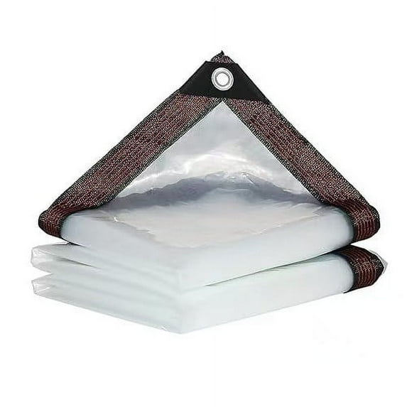 6.6x10ft Waterproof Clear Tarps with Grommets Outdoor Clear Curtains, Thicken Transparent Waterproof Tarpaulin Insulation Shed Cloth for Patio Enclosure Gardening Chicken Coop