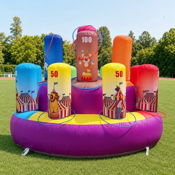 6.6x4.5Ft Inflatable Ring Toss Game with Built-in Blower, Giant ...