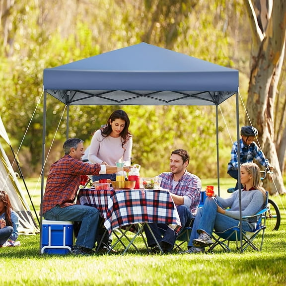 6.6x6.6 Ft Pop Up Canopy, 1 Person Setup Canopy Tent with Center Lock, UPF 50+ Sun Protection, 8 Stakes, 4 Ropes, Portable Outdoor Canopy with Carrying Bag