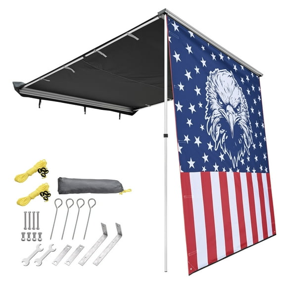 Yescom 6.6x8.4 Ft Vehicle Awning with Blackout Coating Side Wall Roof Rack Pull-Out Sun Shade Camp
