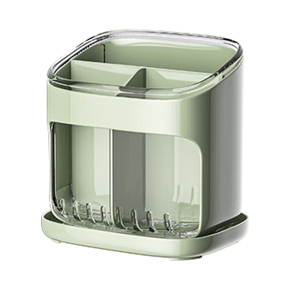 6.7*4.5*6.5" Kitchen Utensil Holder for Countertop – Stainless Steel Rotating Cooking Caddy with Drain Tray, Tableware Spoon Forks Storage Box, Silverware Organizer for Dining Table & Kitchen