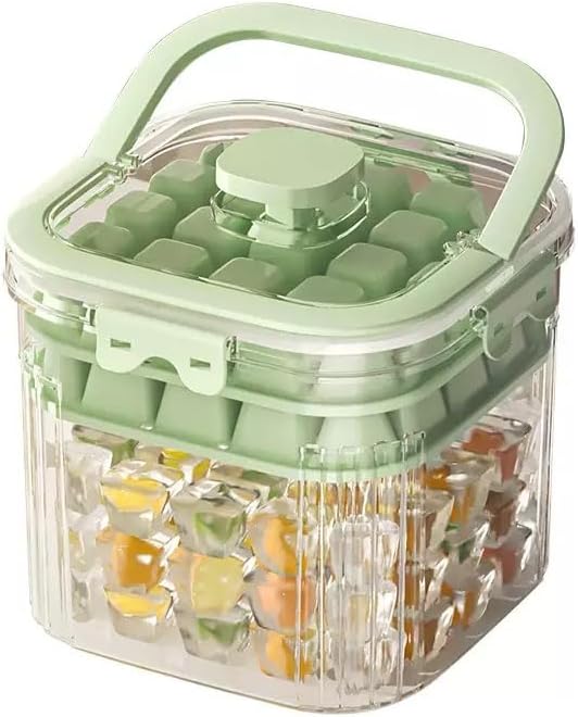 6.7*6.7*7.1in Big Ice Storage Bin w/ Two Ice Cubes Trays Molds & Scoop ...