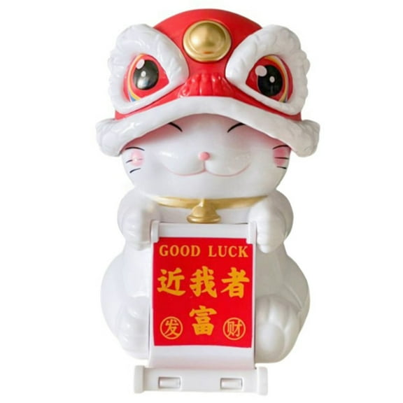 6.7*7.7*9.5CM Solar Powered Automatic Nodding Lion Dance Fortune Cat Ornament