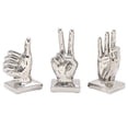 thumbnail image 1 of 6", 7", 7"H Silver Porcelain Ceramic Gesture Hands Sculpture, by CosmoLiving by Cosmopolitan (3 Count), 1 of 13