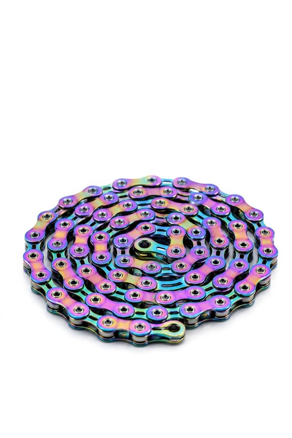 6/7/8 Speed Bike Chain, Speed Bicycle Rainbow Chain 116 Links, Multicolour Mountain Bike Chain Compatible with 3 Major Shifting Systems for Road Mountain Racing Cycling
